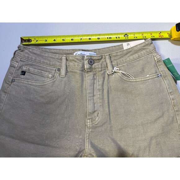 KanCan Womens Size 29 High Rise Curvy Shorts Frayed Hem Khaki - Picture 3 of 9